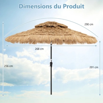Záhradný slnečník s osvetlením NP12260, 270 cm, prírodný - A