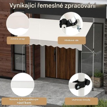 Výsuvná markíza s kľučkou NP12434WH, 300 x 120 cm, biela - N