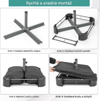 Stojan na slnečník AM2814HM, 100 kg, pre tyče do 4,9 cm, čierny - A