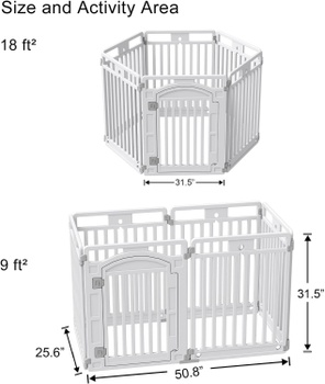 Ohrádka pre psov PPW-WHITEPEN, 6 panelov, 133 x 61,5 x 81 cm, biela - A