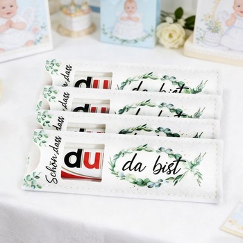 24 ks Teší ma, Darčeky ku krstu/prijímaniu, Plstený darčekový baliaci papier, Čokoládové balenie, Vzor
