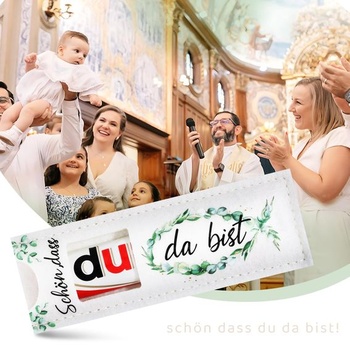 24 ks Teší ma, Darčeky ku krstu/prijímaniu, Plstený darčekový baliaci papier, Čokoládové balenie, Vzor