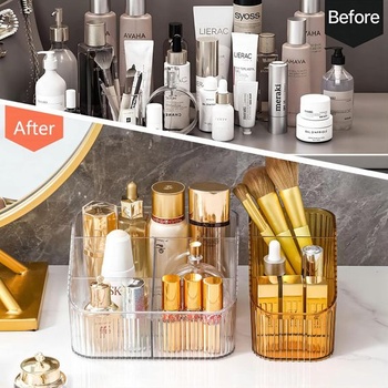 DASITON Organizér na make-up, Kozmetický organizér s 5 priehradkami, Akrylový kozmetický úložný