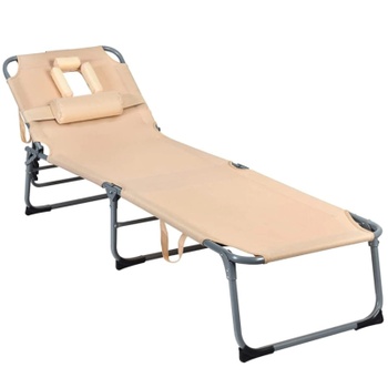 Skladacie plážové lehátko MO10025PN, 194 x 61 cm, 5 polôh, béžová - A