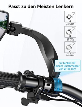 Spätné zrkadlo na bicykel COICER, Ľavé zrkadlo na bicykel pre elektrobicykel, Zrkadlo na bicykel
