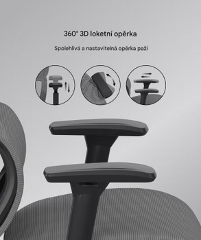 Ergonomická kancelárska stolička s delenou bedrovou opierkou C7G-Air-EU, čierna - B