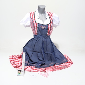 Dámsky kostým dirndl na Oktoberfest, kostým slúžky, kockovaný, s nemeckým pivným festivalom,