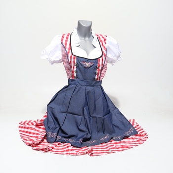 Dámsky kostým dirndl na Oktoberfest, kostým slúžky, kockovaný, s nemeckým pivným festivalom,