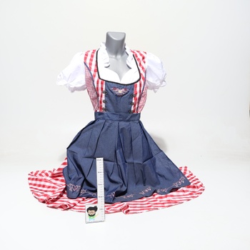 Dámsky kostým dirndl na Oktoberfest, kostým slúžky, kockovaný, s nemeckým pivným festivalom,