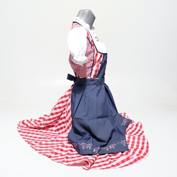 Dámsky kostým dirndl na Oktoberfest, kostým slúžky, kockovaný, s nemeckým pivným festivalom,