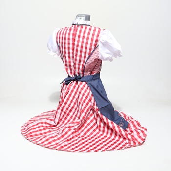 Dámsky kostým dirndl na Oktoberfest, kostým slúžky, kockovaný, s nemeckým pivným festivalom,