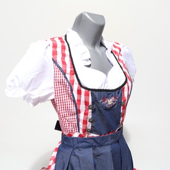 Dámsky kostým dirndl na Oktoberfest, kostým slúžky, kockovaný, s nemeckým pivným festivalom,