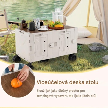 Skladací prepravný vozík s nastaviteľnou rukoväťou JV12891WH, 150 l, 85 x 50 x 56 cm, biely - A