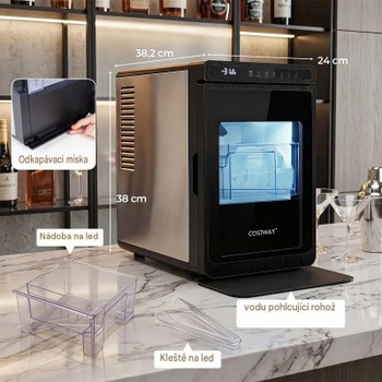 Výrobník ľadu ES10775DE-SL, kocky 4 cm, 150 ks/24 h, čierno/strieborný - A