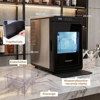 Výrobník ľadu ES10775DE-SL, kocky 4 cm, 150 ks/24 h, čierno/strieborný - A