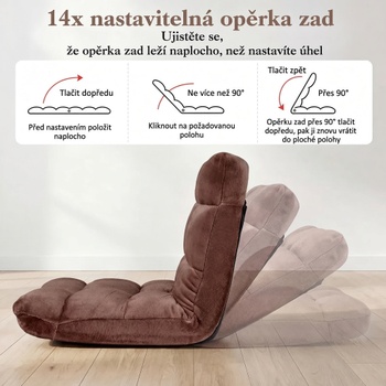 Skladacia podlahová stolička HV11060BT-CF, 14 polôh operadla, hnedá - A