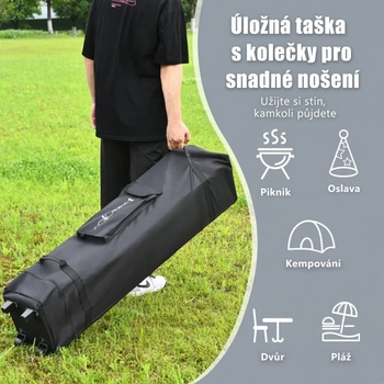 Skladací záhradný altánok s dvojposchodovou strechou NP11699GR, 4 x 4 m, šedý - A