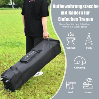 Skladací záhradný altánok s dvojposchodovou strechou NP11699GR, 4 x 4 m, šedý - A
