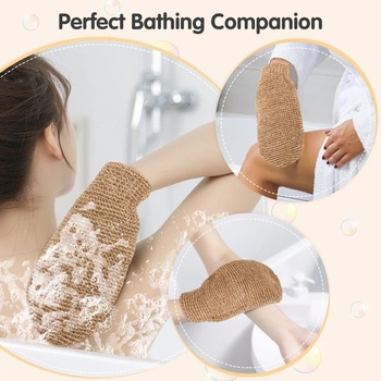 Drhák na chrbát do sprchy, exfoliačná huba z bambusových vlákien, kefa na chrbát, masážne rukavice s