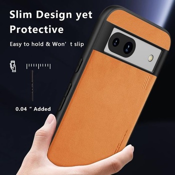 Puzdro X-level pre Google Pixel 8a, zadná strana z Alcantary, hnedá Pixel 8a hnedá