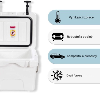 Chladiaci box s držadlom a 2 držiaky na kelímky DO-OP70036WH-CA, 15 l, biely - A
