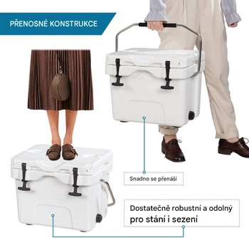 Chladiaci box s držadlom a 2 držiaky na kelímky DO-OP70036WH-CA, 15 l, biely - A