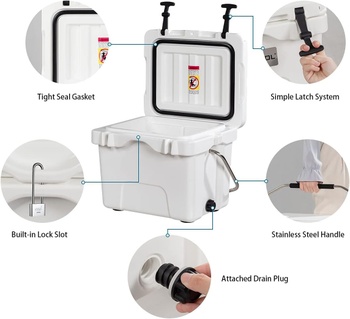 Chladiaci box s držadlom a 2 držiaky na kelímky DO-OP70036WH-CA, 15 l, biely - A