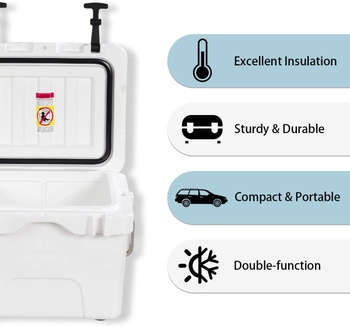 Chladiaci box s držadlom a 2 držiaky na kelímky DO-OP70036WH-CA, 15 l, biely - A