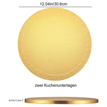 2 okrúhle podložky na torty, zlatý/strieborný opakovane použiteľný kartónový základ na torty - pevné