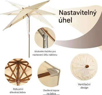 Záhradný slnečník WY00963KNDE, 270 cm béžový - A