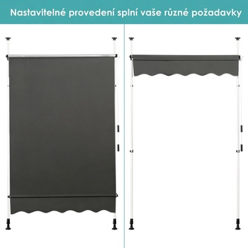 Sťahovacia markíza s kľukou OP70318GR, 150 x 120 cm, sivá - A