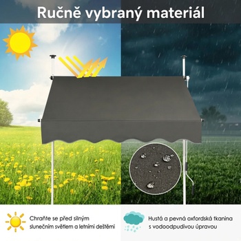 Sťahovacia markíza s kľukou OP70318GR, 150 x 120 cm, sivá - A