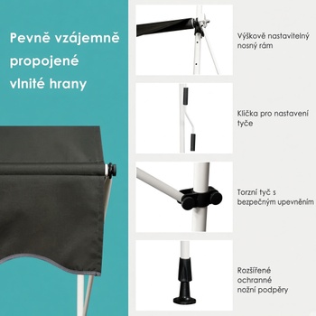 Sťahovacia markíza s kľukou OP70318GR, 150 x 120 cm, sivá - A