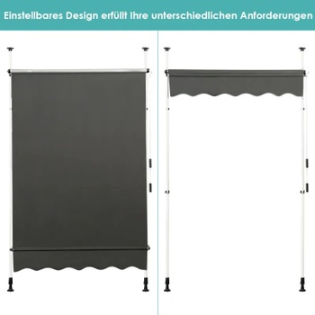 Sťahovacia markíza s kľukou OP70318GR, 150 x 120 cm, sivá - A