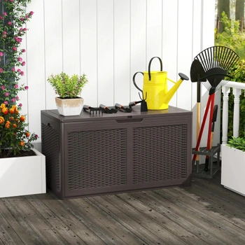 Záhradný úložný box NP12401BN, 380 l, 112 x 56 x 61 cm, hnedý - A