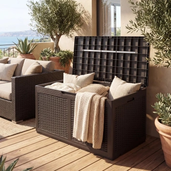 Záhradný úložný box NP12401BN, 380 l, 112 x 56 x 61 cm, hnedý - A