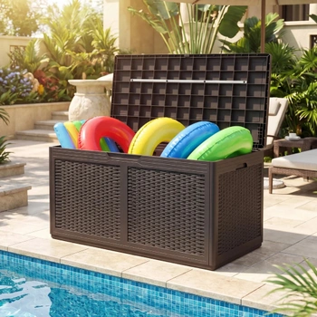 Záhradný úložný box NP12401BN, 380 l, 112 x 56 x 61 cm, hnedý - A