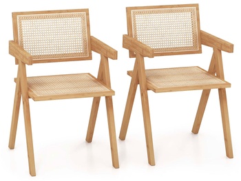 Sada 2 ratanových stoličiek DCH-RUDI-WD-2PC, s rámom z prírodného bambusu - A