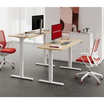 Výškovo nastaviteľný stôl QS1M-1160-EU, 110 x 60 cm, javor/biely - N