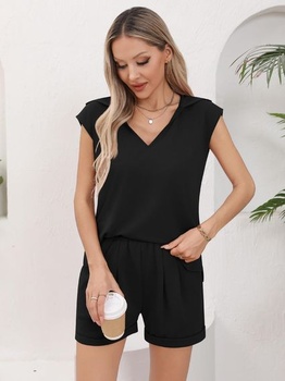 Dámská tepláková souprava bez rukávů s kapucí a kraťasy Missufe, volný dvoudílný outfit s kapsami,