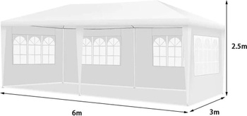 Záhradný pavilón s odnímateľnými bočnicami OP3925WH, 6 x 3 x 2,5 m, biela - A
