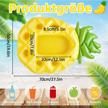 Držiak na nápoje Morofme s ananásom, nafukovací bar 2 v 1 pri bazéne so 7 otvormi, veľkokapacitný