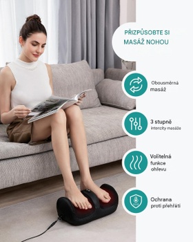 Masážny prístroj na chodidlá a lýtka NK-FM12, s vyhrievaním, čierny - A