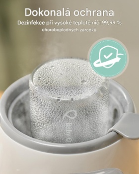 Ohrievač detských fliaš 10v1 so sterilizáciou, LCD, 24h udržanie tepla, šedý - A