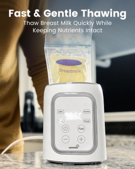 Ohrievač detských fliaš 10v1 so sterilizáciou, LCD, 24h udržanie tepla, šedý - A