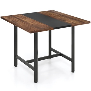 Konferenčný stôl s kovovým rámom JV12610CF, 75 x 100 x 100 cm, čierno/hnedý - A