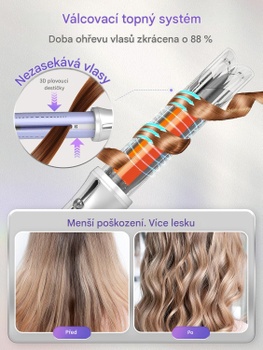 Automatická rotačná kulma One Touch Airflow Styler Pro, 5 teplôt, fialovo/šedá - A