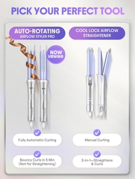 Automatická rotačná kulma One Touch Airflow Styler Pro, 5 teplôt, fialovo/šedá - A