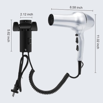 Nástenný fén na vlasy WT-8802, iontový, 2200 W, strieborný - A