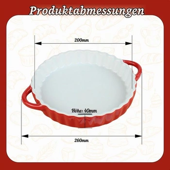 Hlboká keramická tortová forma s rukoväťami, okrúhla keramická tortová forma, forma na quiche,